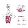925 Silver Airplane Travel Luggage Charms Bead Fit 3mm Bracelet Womens DIY Jewelry Gifts  Charms