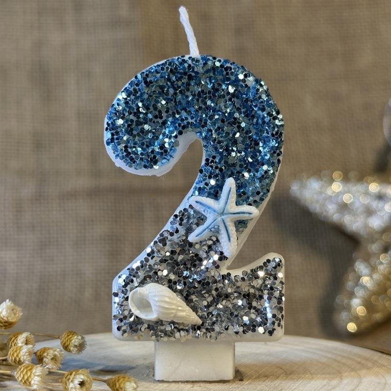 Цифровая свеча для торта на день рождения Украшение для торта Празднование вечеринки Океан Креативный Ручная работа Сделай сам