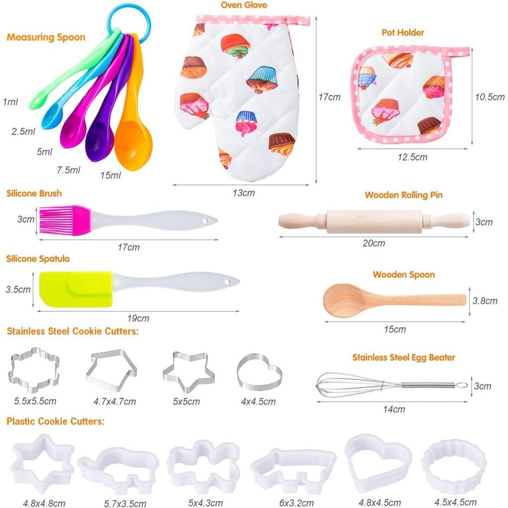 Кулинарный набор, детский милый набор для выпечки, набор кухонных игрушек, аксессуары, фартук со шляпой шеф-повара, перчатки для духовки, держатель для кастрюли, формочка для печенья в качестве детского кухонного подарка