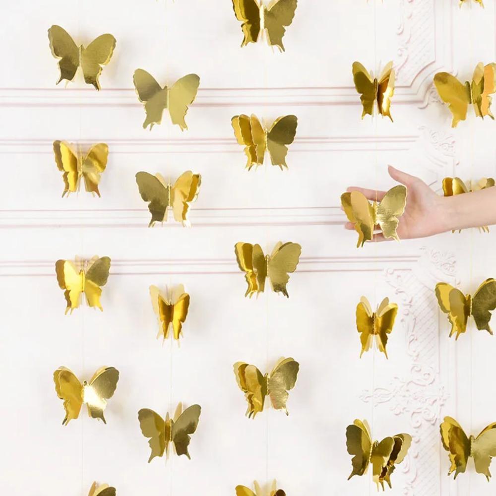 DIY Butterfly Hanging Garland 2m Party Hanging Decoration 3D Butterfly Paper Banner Bridal Shower