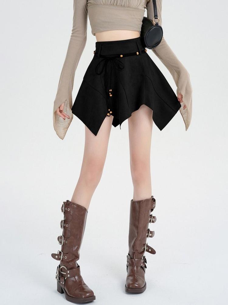 Винтажная плиссированная юбка цвета хаки, женская уличная мини-юбка с высокой талией в стиле Харадзюку, асимметричная повседневная мини-юбка в стиле 90-х годов Y2k