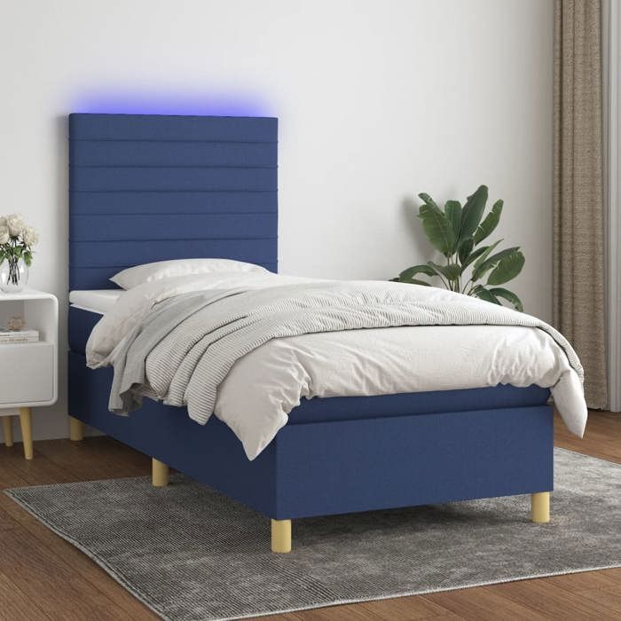 VidaXL Slat Bed Base with Mattress and LED, Upholstered Bed, Single Bed, Adult Bed for Interior Bedroom, 3135491