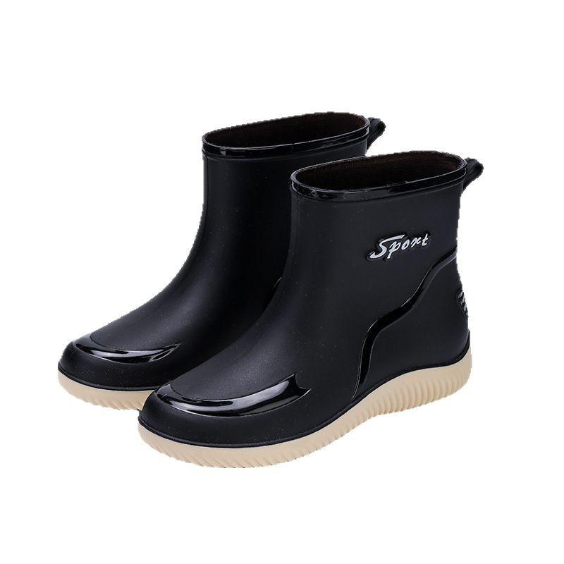 Водонепроницаемые и нескользящие короткие дождевые сапоги женские резиновые сапоги модная верхняя одежда женские водонепроницаемые сапоги хлопковые водонепроницаемые сапоги t
