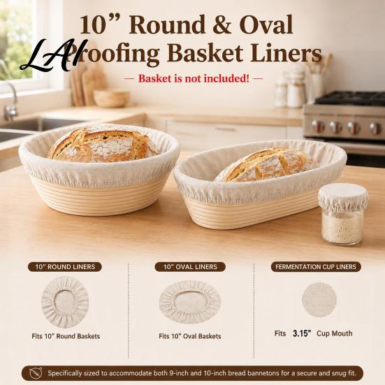 Oval Sourdough Basket Cloth Banneton Proofing Liners Set for Baking Reusable Dough Fermentation Cover Bread Baking Essentials Round And Banneton,