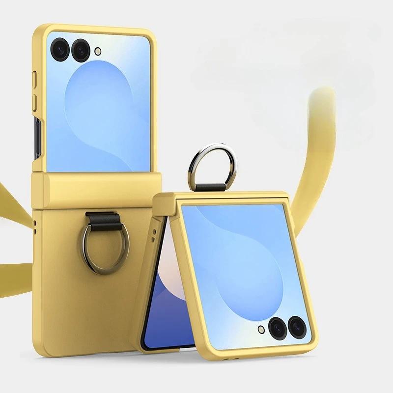 Samsung Galaxy Z Flip 7 6 5 4 3 ZFlip7 FE Всесторонняя защитная противоударная накладка на шарнир с кольцом Чехол для складного телефона