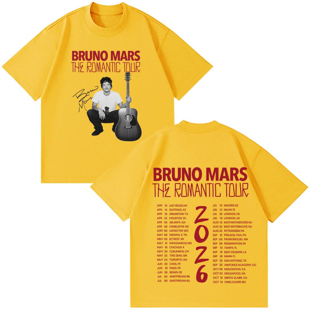 Rapper Bruno Mars RoUnisextic Tour Graphics Tshirt Unisex and Women Summer Cotton Clothing Fashion Short Sleeved Top Streetwear