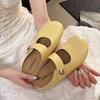 Soft Bottom Soft Leather Bag Head Half Slippers Women's Outer Wear Autumn New One-pedal Sweet Flat Bottom Sandals