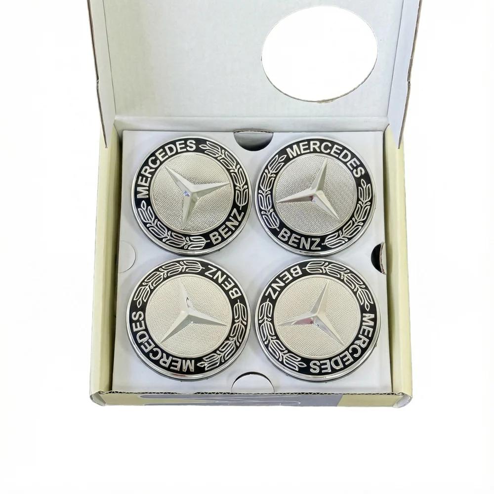 KOUG1 4PCS 75mm Car Floating Wheel Center Hub Caps Cover for Mercedes Benz B/C/E/S Class A Class C200L GLC GLK CLA Accessories.