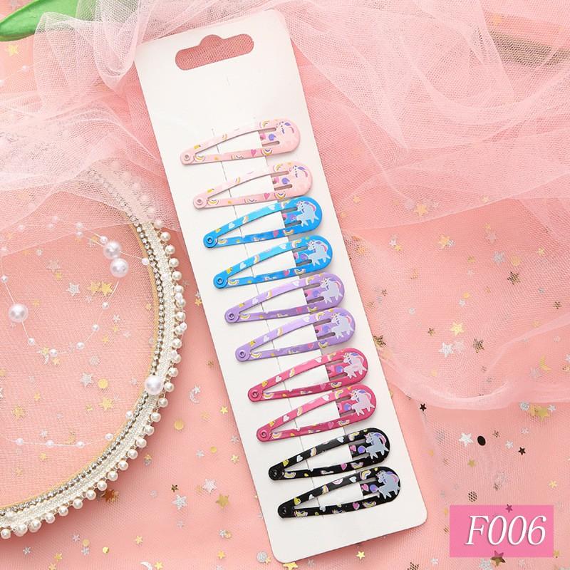 10 шт., милые заколки для волос с мультяшным принтом высокого качества для детей, однотонные заколки для волос Matel, аксессуары для волос для девочек, заколки