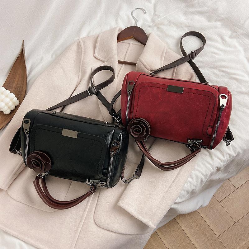 Роскошная женская сумка с цветочным кулоном, сумка через плечо из плутониевой кожи, модная сумка через плечо, элегантная сумка Boston