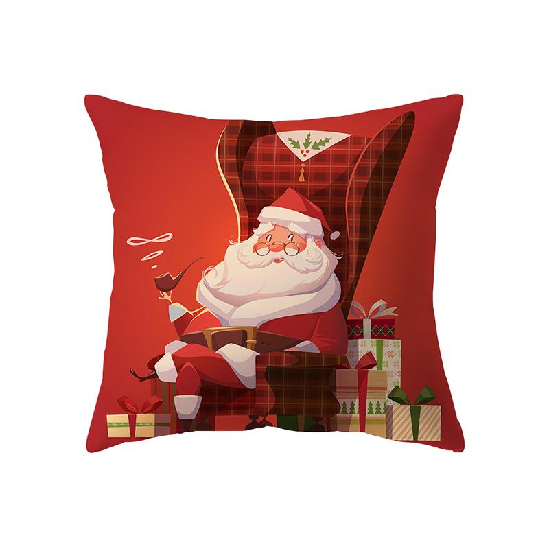 Merry Christmas Santa Claus Print Pattern Cushion Cover Home Living Room Sofa Decoration Square Polyester Pillow Pillow Cover