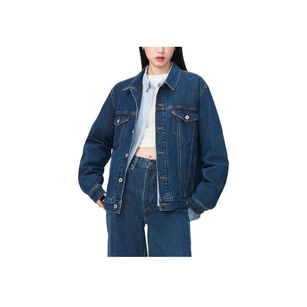 Джинсовая куртка Levis Solid Color Single Breasted с воротником, унисекс, синяя A8409-0000