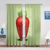 2panels Pink Strawberry Fruit Sheer Curtains for Living Room Modern Fashion Valance Curtains Kitchen Blinds Window Cortinas