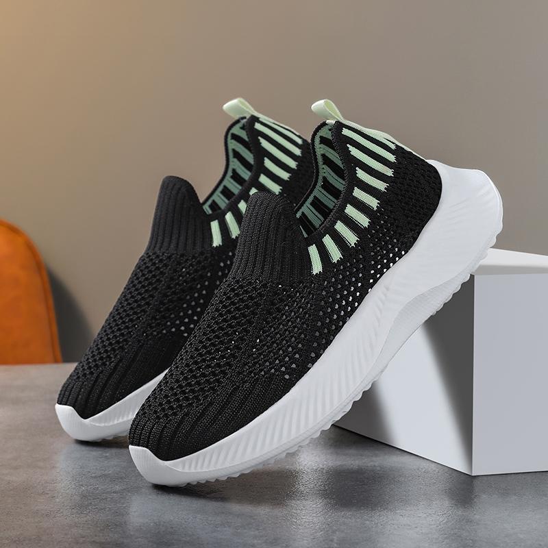 31-40 Детские Большие Легкие, Дышащие Модные Спортивные Кроссовки Flyknit Повседневная Обувь One Step Stepping