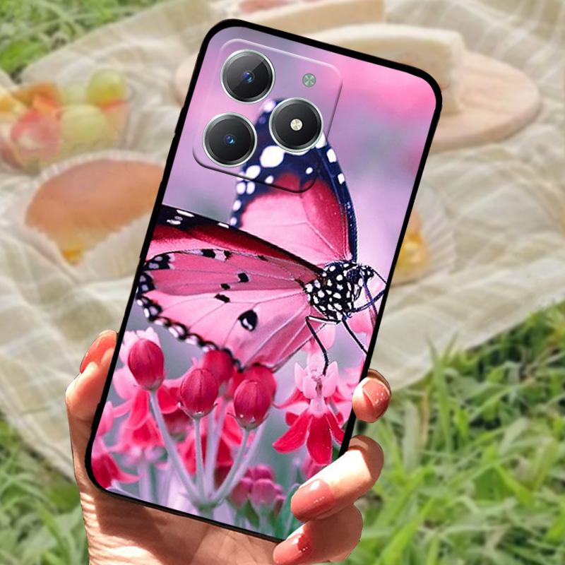 Для Realme C61 4G Чехол Модный Мультяшный Черный Силиконовый Мягкий ТПУ Задняя Крышка Для Oppo Realme C63 Защитные Fundas Coque Чехлы