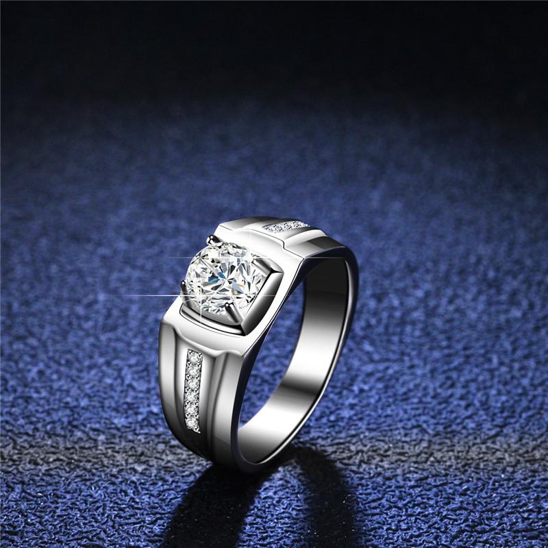 Moissanite D Color Ring 1 Carat 925 Sterling Silver 18K White Gold Solid Men Women Rings Wedding Party High Jewelry
