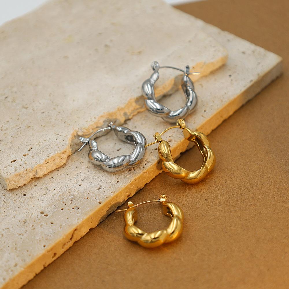 Аксессуары Нишевые Премиум Стиль Геометрические Серьги-Пусеты Серьги Личность Универсальные Титановая Сталь Скрученные Изогнутые Серьги