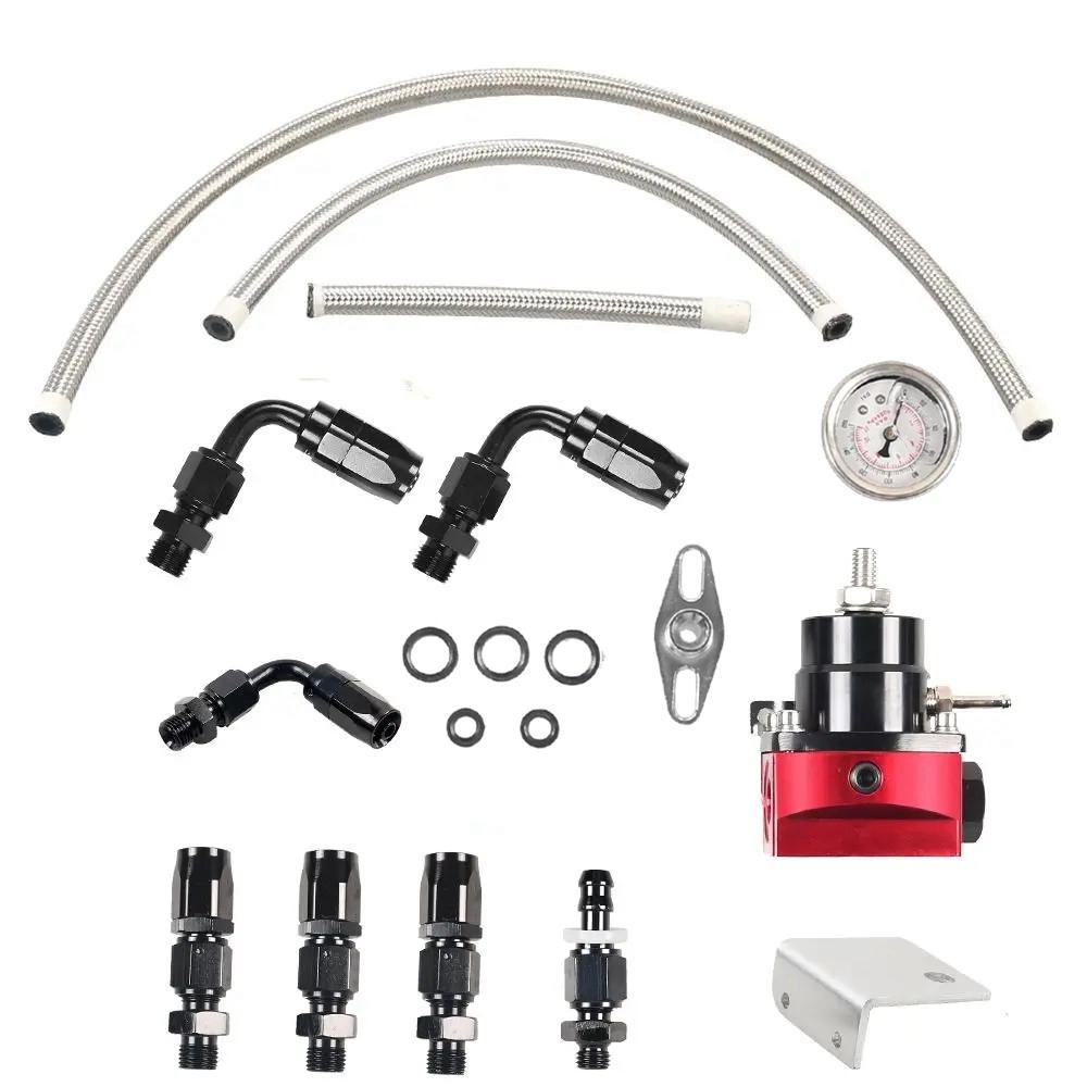 Universal Adjustable Fuel Pressure Regulator For 7MGTE MKIII with Oil 100psi Gauge FPR AN6 Oil Hose Fitting EFI FPR-1005