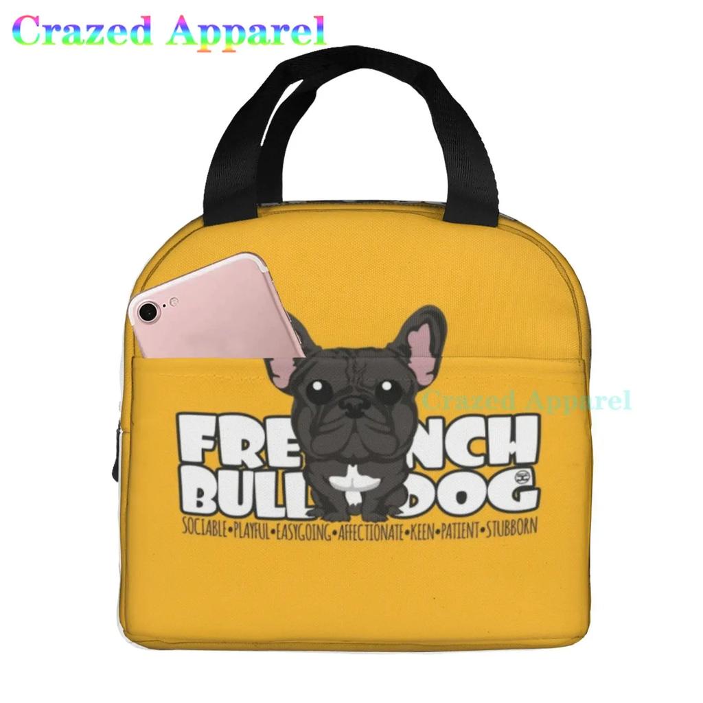 Утепленная сумка для ланча French Bulldogs Dog для женщин, мужчин и детей, большая и многоразовая, с ручкой, с возможностью заморозки для поездок на работу и в школу