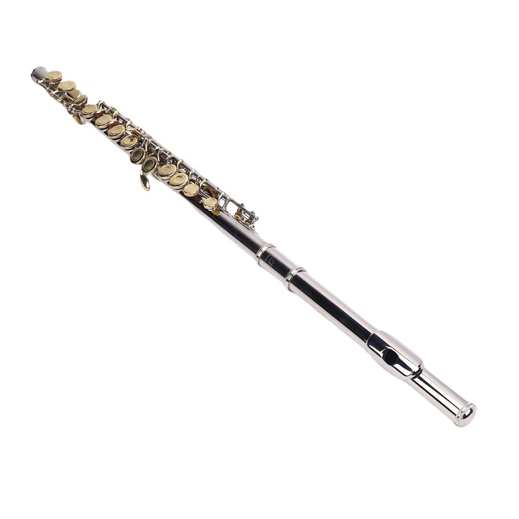 Closed Hole C Flute 16 Keys G Key Offset Design Cupronickel Flute Instrument with Cleaning Cloth Carrying Case