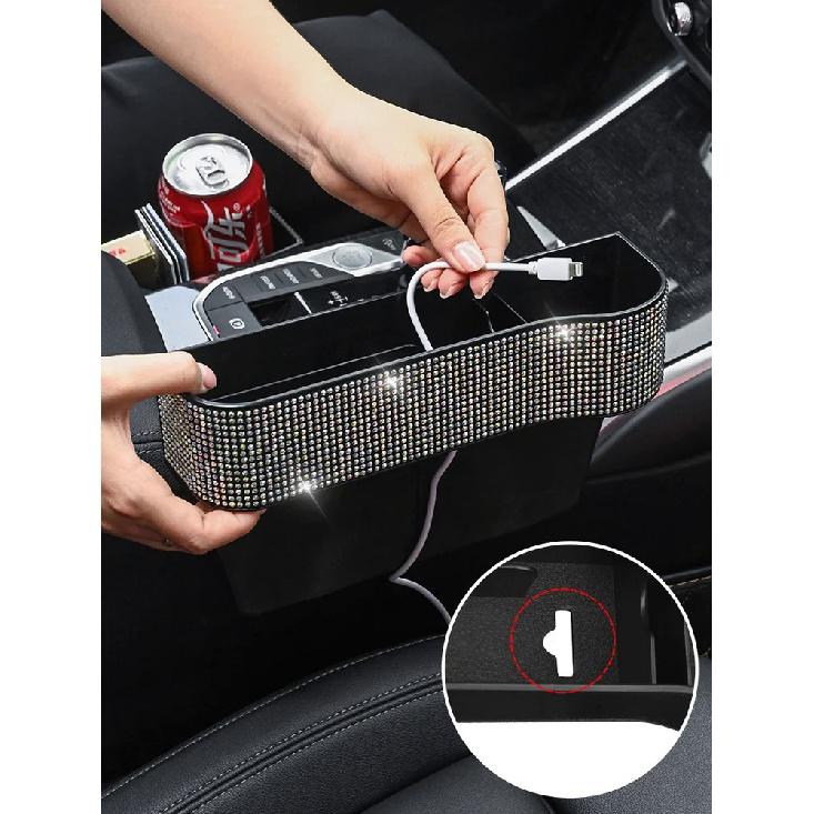 Щелевая коробка для хранения автомобильного сиденья со стразами, органайзер для бутылок и ключей для телефона для женщин и девочек, аксессуары для интерьера