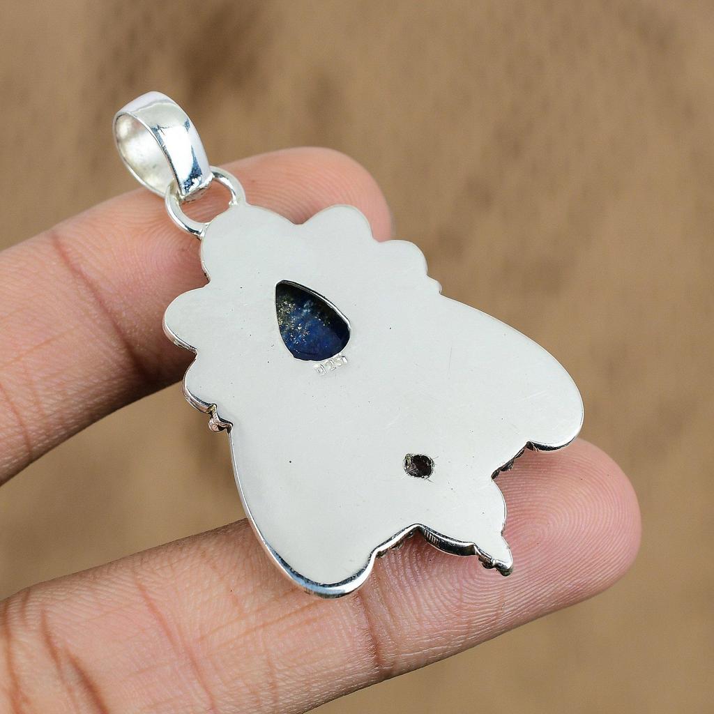 Natural Sodalite Gemstone Pendant Blue 925 Sterling Silver Indian Jewelry