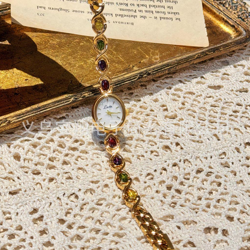 LSVTR Модные овальные часы с драгоценным камнем, радужным светом, роскошные женские часы