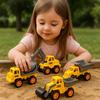 Véhicules de Chantier - SHOP-STORY - Pack de 4 - Rétrofriction - Jaune et gris - 11 cm