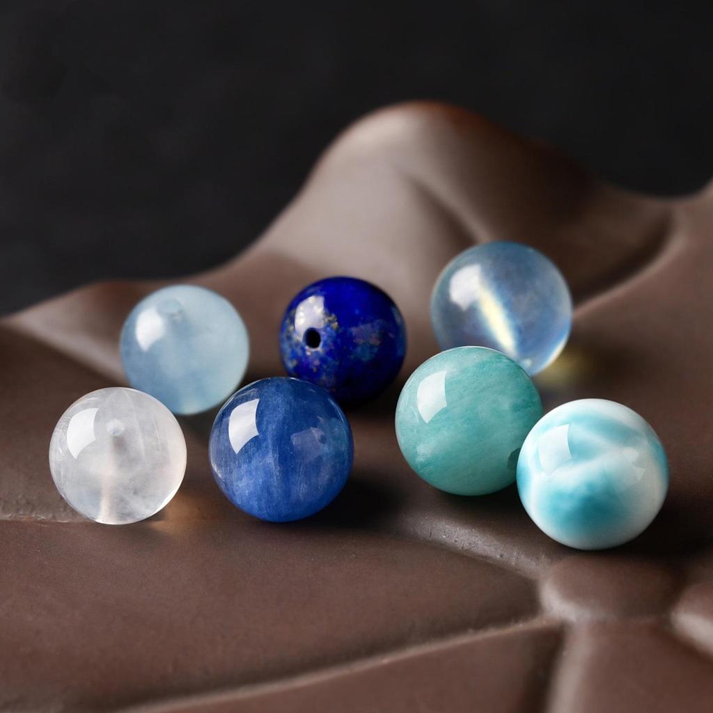 Аквамарин, Кианит, Ларимар, Лазурит и Амазонит Натуральные Кристальные Бусины для Украшений Ручной Работы.