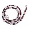 Natural Smoky Quartz Moonstone Garnet Gemstone Smooth Beads Necklace 17" UB-4415 UB-4415