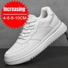 New Height Increasing Shoes for Men 10cm Invisible Elevator Sneakers White Leathe Sport