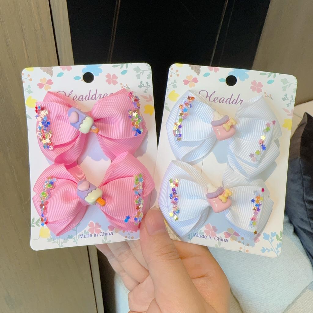 2Pcs New Fashion Solid Hairpins Bows Hair Accessories Hair Clips Girls Sequin Hairpins Children Cute Barrettes Gift