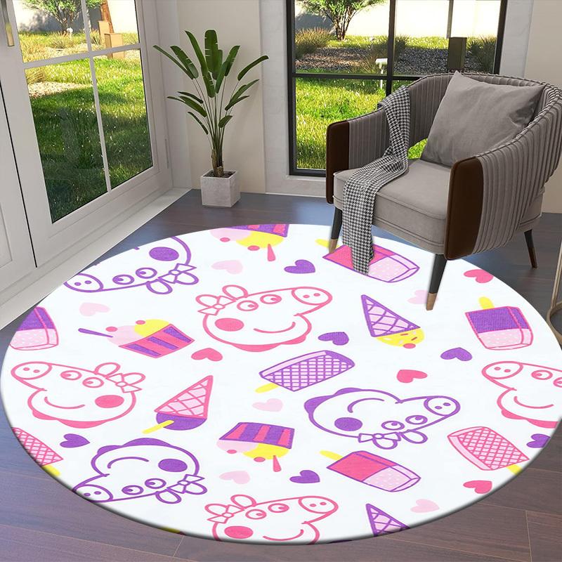 1pc Peppa Pig Party Supplies Round carpet, Made of Polyester,Perfect for Decorating Office Chairs, Living Rooms,fplt143