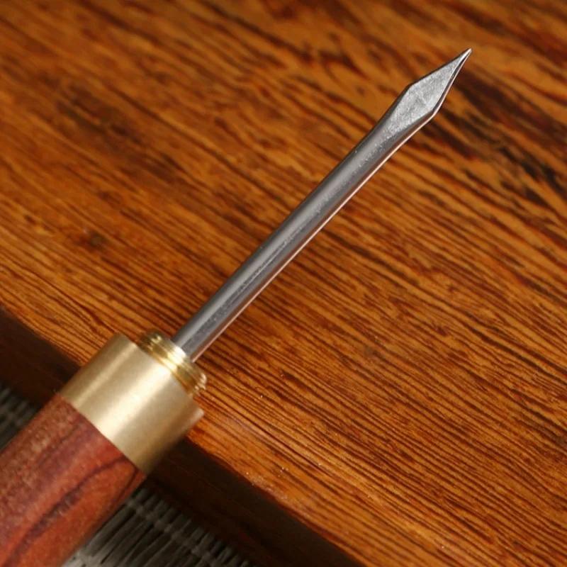 Stainless Steel Tea Needle Solid Sandalwood Ebony Wood Handle Sheath Durable Pu'er Tea Loosening Knife Tea Set Accessories