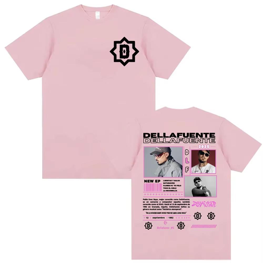 Rapper Dellafuente 2025 Tour Double Sided Graphic T Shirts Men Women Cotton Short Sleeve Tees Fashion Hip Hop Streetwear Tops