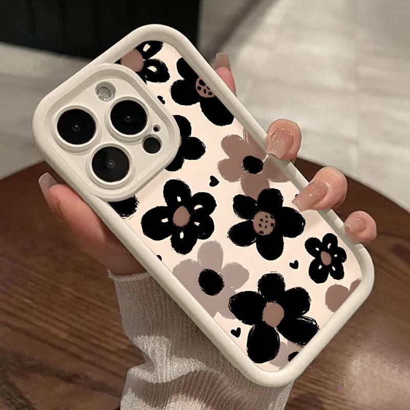 Коричневый чехол для телефона с рисунком подсолнуха, подходящий для iPhone 17 16 15 14 13 12 11 Pro/Max/Plus, противоударная задняя крышка