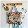Canvas Butterfly Elephant Cat Tote Bag For Women With Sewn Details For Daily Use