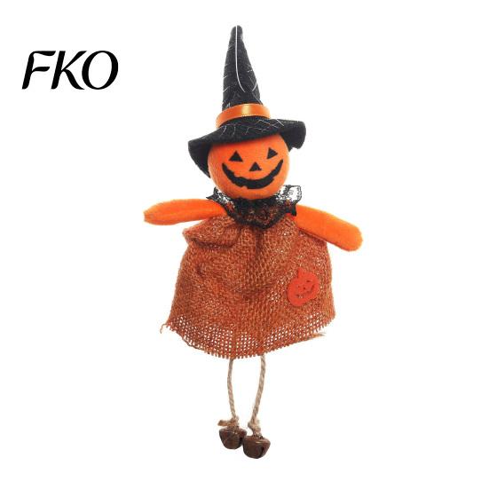 Spooky Witch Decor Halloween Hanging Decoration, Pumpkin/Ghost/Witch/Black Cat Doll Ornament with Holiday Decoration Burlap Skirt for Haunted