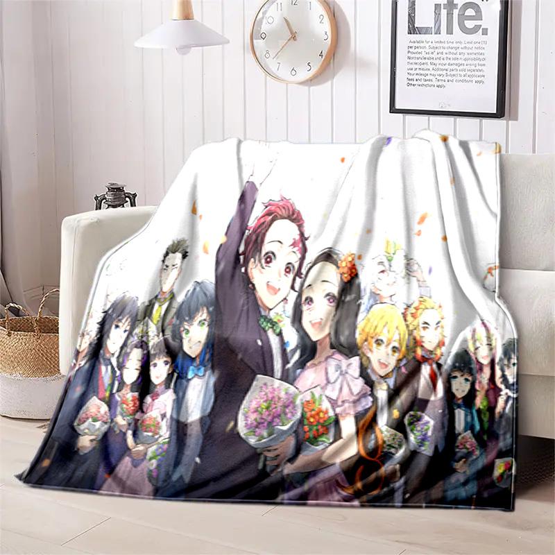 Japanese manga artist Koyoharu Gotouge's Demon Slayer blanket Soft and portable four season home bed, office travel, lunch break, warm blanket K24