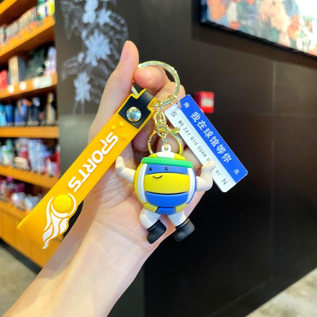 3D Спортивный кулон-брелок - Креативный мультяшный футбольный и баскетбольный аксессуар для ключей для автомобиля или школьного рюкзака