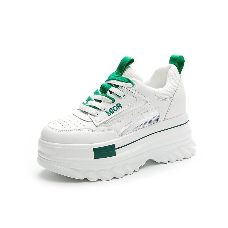 Thick-soled Leather Surface Heightening Dad Shoes Girl 2025 New Ins Fried Street Casual Breathable Muffin Shoes Little White Shoes