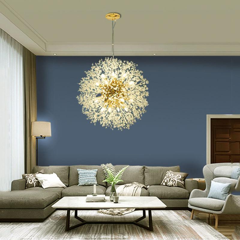 New Modern Crystal Dandelion Chandelier Lighting Pendant Light for Living Room Dining Home Decoration Led Ceiling Hanging Lamp