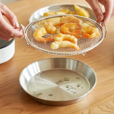 Стойка для слива масла после жарки, сетчатая корзина для фильтрации из нержавеющей стали с поддоном, фильтр для сбора капель масла, аксессуары для аэрофритюрницы, кухонный слив