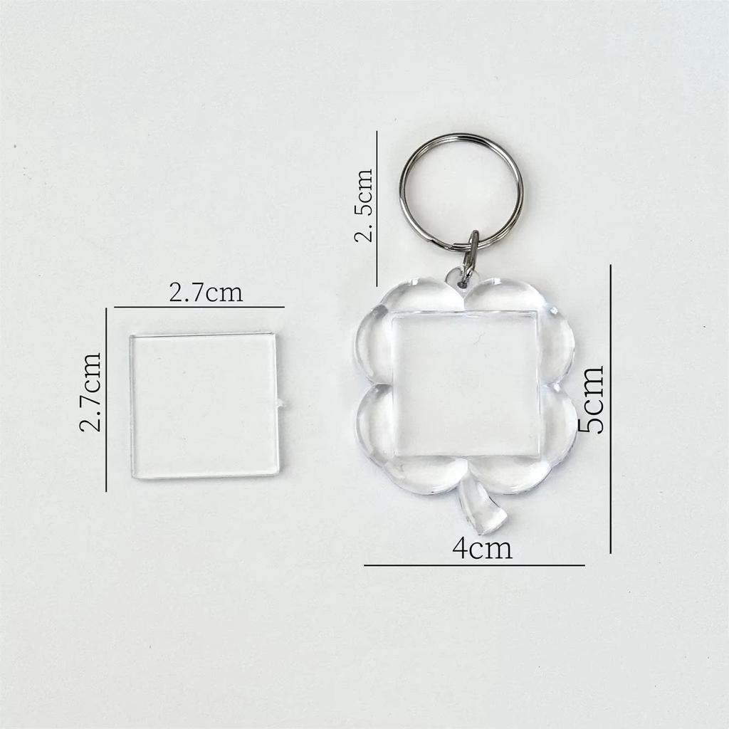 1Pc INS Simple Transparent Acrylic 1-inch Photo Frame Korean Kpop Idol 1-inch Photocard Protective Display Key Chain Bag Pendant