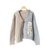 Autumn and Winter Women's Sweater Gentle Loose Lazy Wind V-neck Knitted Cardigan Retro Hand-embroidered Sweater Coat