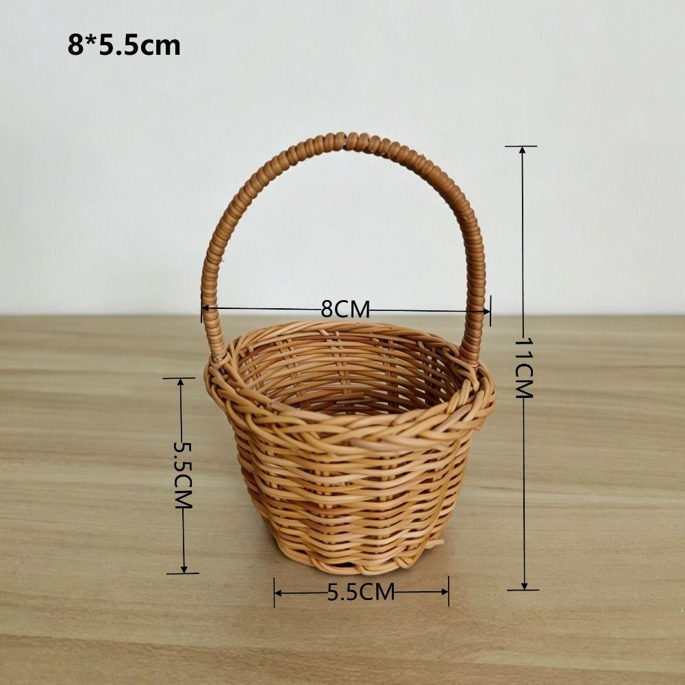 Handwoven Weaving Flower Basket with Handle Vegetable Fruit Flowers Holder  Living Room Decoration