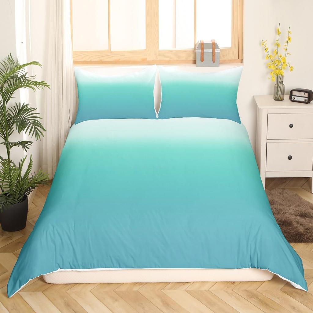 Синий омбре пододеяльник двуспальный размер океан морской синий белый градиент однотонный мягкий комплект постельного белья современный абстрактный арт одеяло покрывало