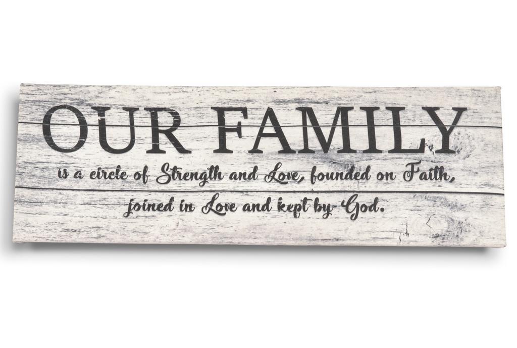 Inkdotpot Stretched Canvas Quotes Our Family Is A Circle Of Strength; Founded On Faith, Joined In Love Kept By God, Together Forever Wall Décor