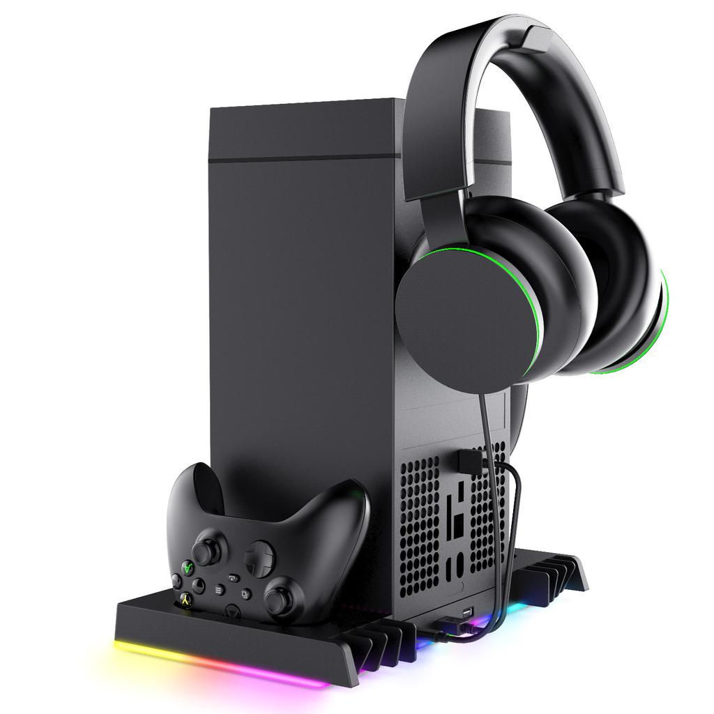 Зарядная станция для консоли Xbox, станция с умным контролем температуры + Настольный вентилятор с RGB-подсветкой