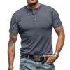 Summer European And American Men's Short Sleeved Men's Collarless T-shirt Solid Color Top